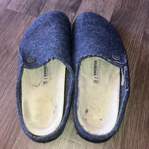 Birkenstock zermatt shearling Wool 38 Slippers shoes Navy Blue L7 M5 - Picture 2 of 8